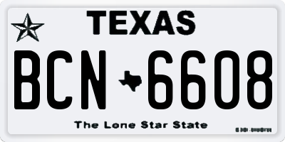 TX license plate BCN6608