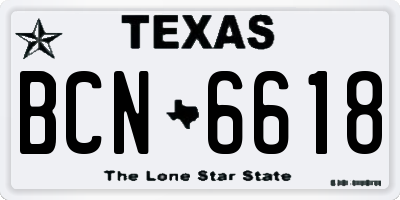 TX license plate BCN6618