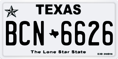 TX license plate BCN6626