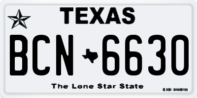 TX license plate BCN6630