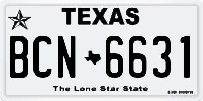 TX license plate BCN6631