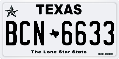 TX license plate BCN6633