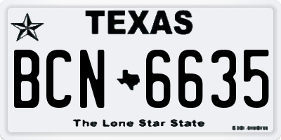 TX license plate BCN6635