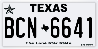 TX license plate BCN6641