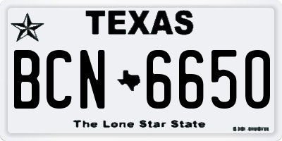 TX license plate BCN6650