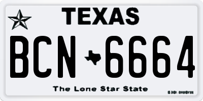 TX license plate BCN6664