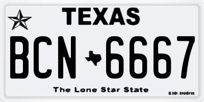 TX license plate BCN6667