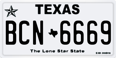 TX license plate BCN6669