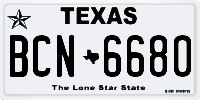TX license plate BCN6680