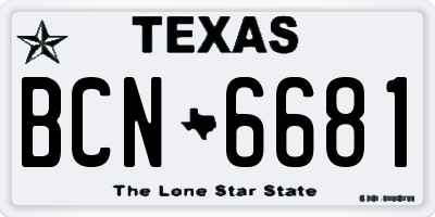 TX license plate BCN6681