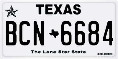 TX license plate BCN6684