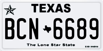 TX license plate BCN6689