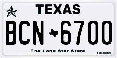 TX license plate BCN6700
