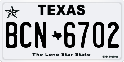 TX license plate BCN6702