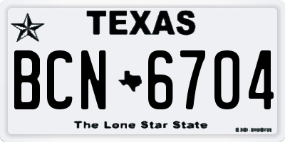 TX license plate BCN6704