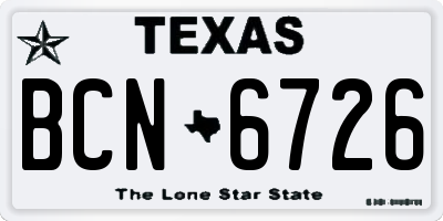 TX license plate BCN6726