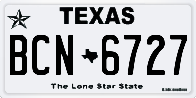 TX license plate BCN6727