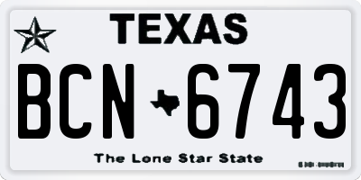 TX license plate BCN6743