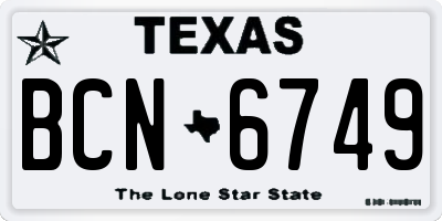 TX license plate BCN6749