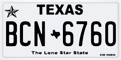 TX license plate BCN6760