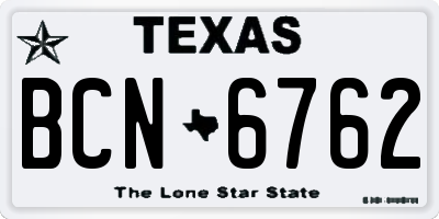TX license plate BCN6762
