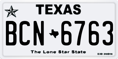 TX license plate BCN6763