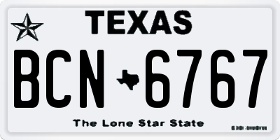TX license plate BCN6767