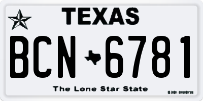 TX license plate BCN6781