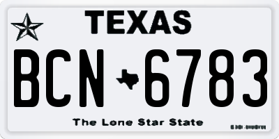 TX license plate BCN6783