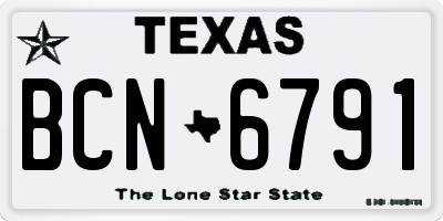 TX license plate BCN6791