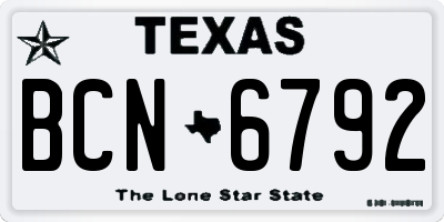 TX license plate BCN6792