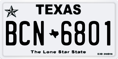 TX license plate BCN6801