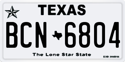 TX license plate BCN6804