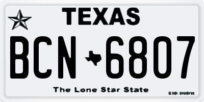 TX license plate BCN6807