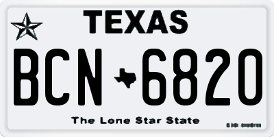 TX license plate BCN6820