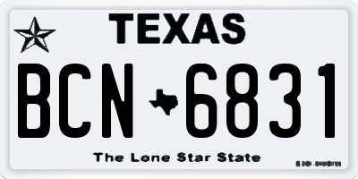 TX license plate BCN6831