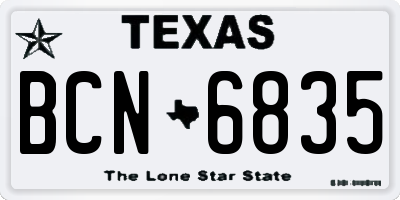 TX license plate BCN6835