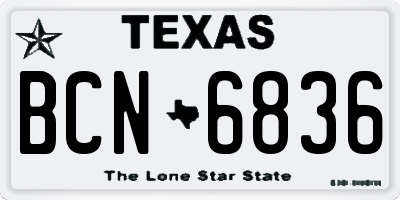 TX license plate BCN6836