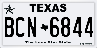TX license plate BCN6844