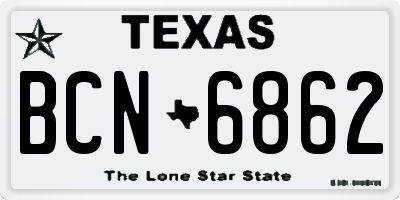 TX license plate BCN6862