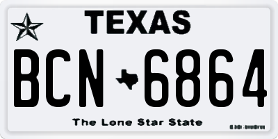 TX license plate BCN6864