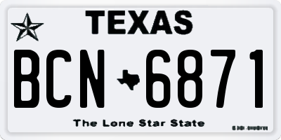 TX license plate BCN6871