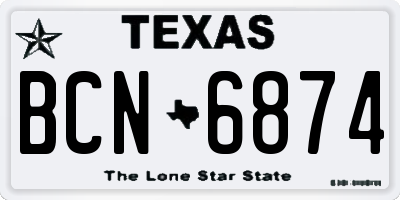TX license plate BCN6874