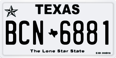 TX license plate BCN6881