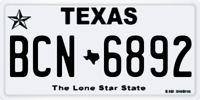 TX license plate BCN6892