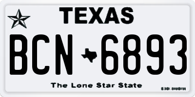 TX license plate BCN6893