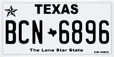 TX license plate BCN6896