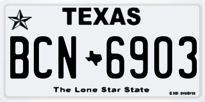 TX license plate BCN6903