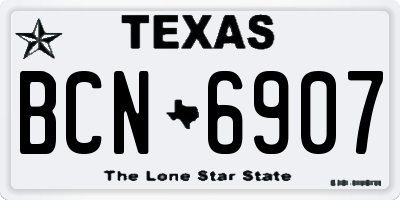 TX license plate BCN6907