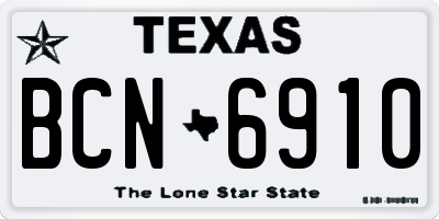 TX license plate BCN6910